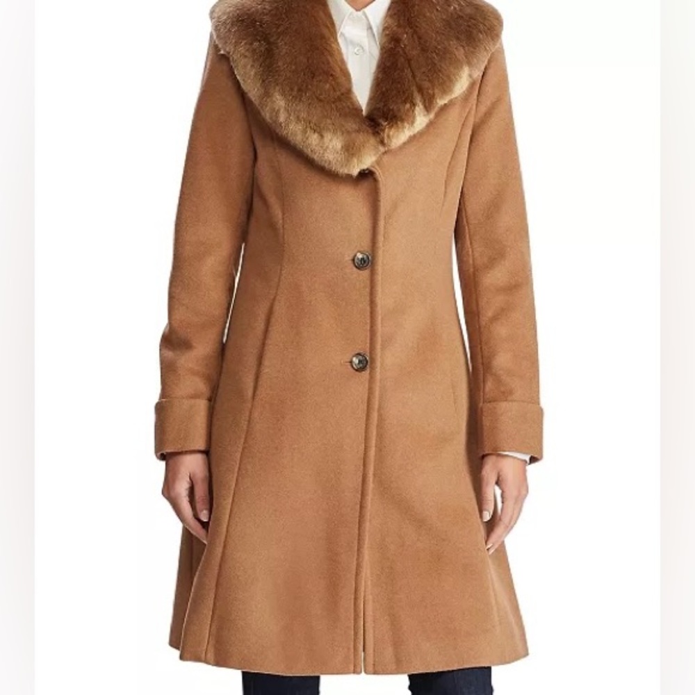 Ralph Lauren Women Coat- Size 6, Faux Fur Trim Coat.